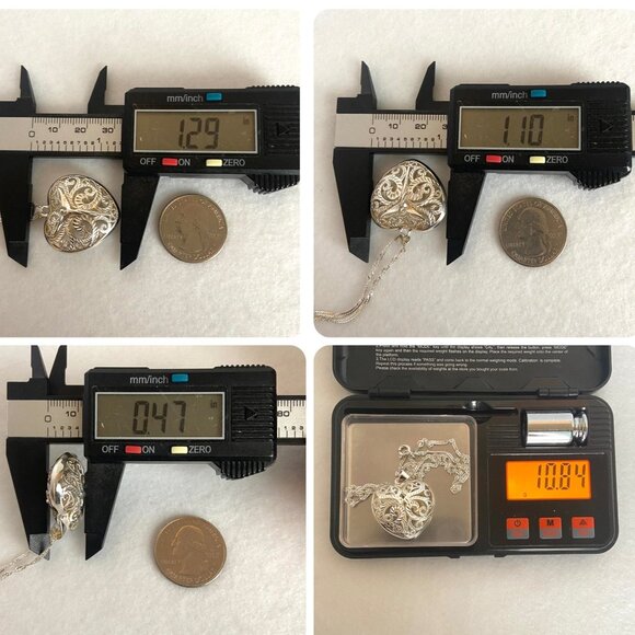 Steven Lavaggi Sterling Silver 925 Filigree Puffy Heart Angel Pendant Necklace - Picture 11 of 16